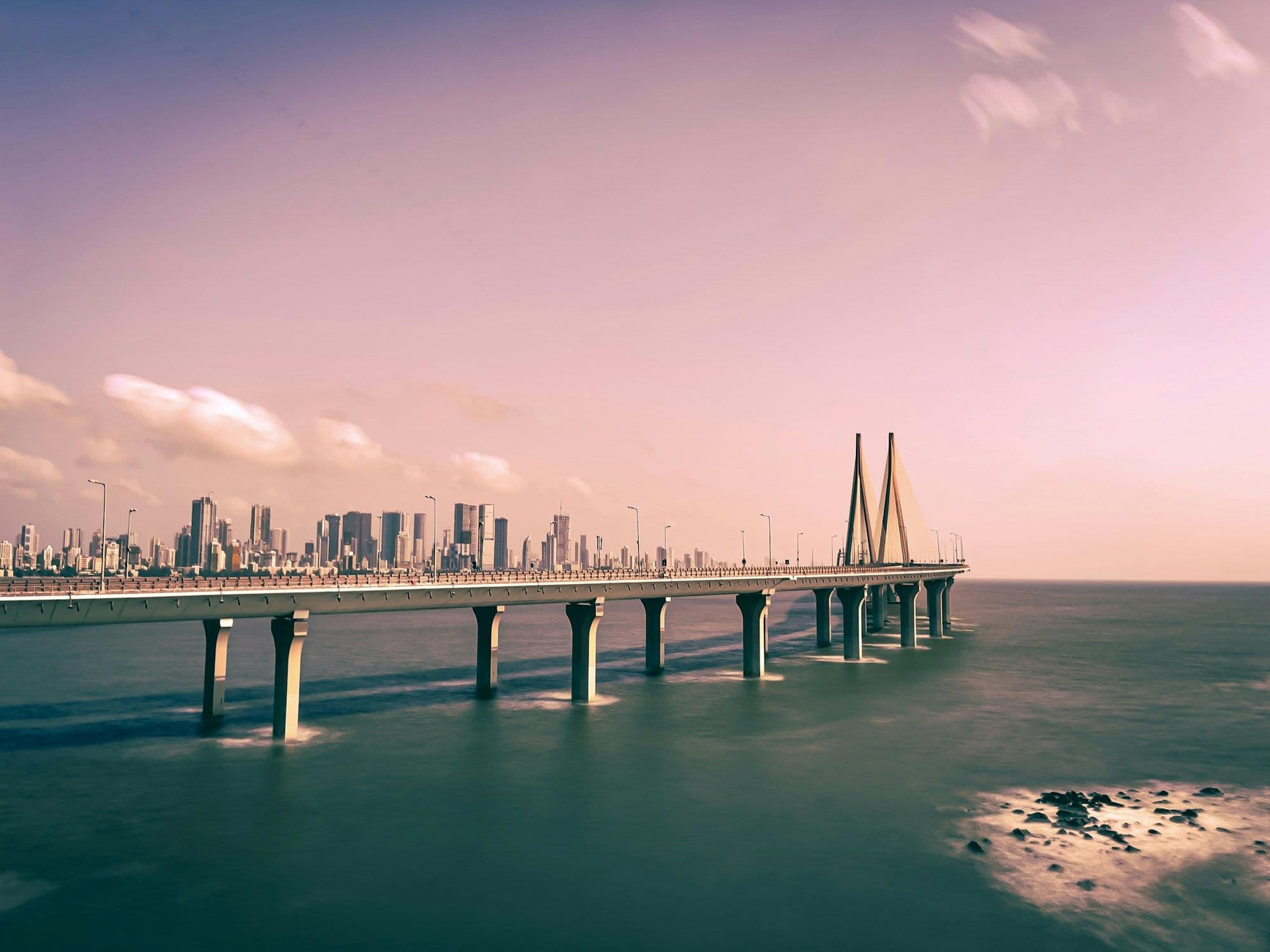 Bandra–Worli Sea Link and the Mumbai skyline
